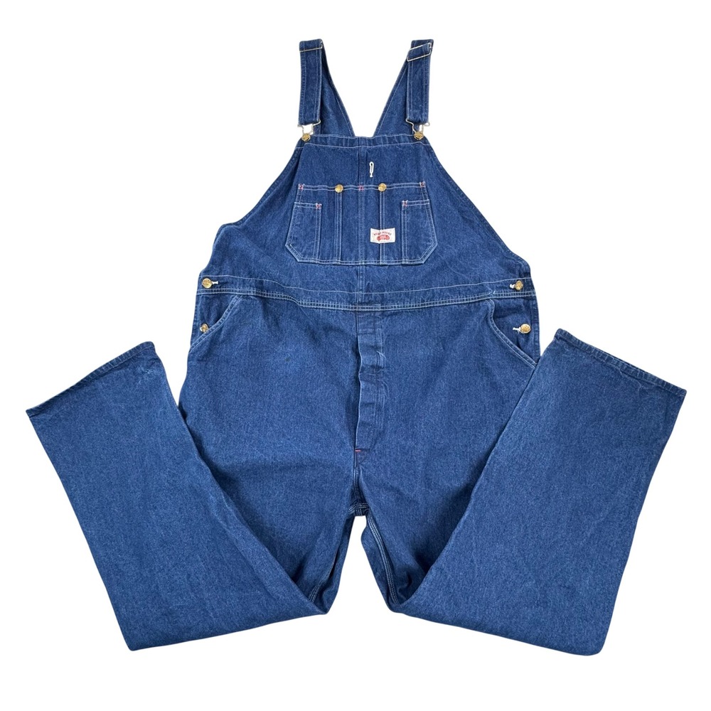Round House Mens Blue Denim Bib Overalls Lot 966 Size 46x32 Workwear Utility